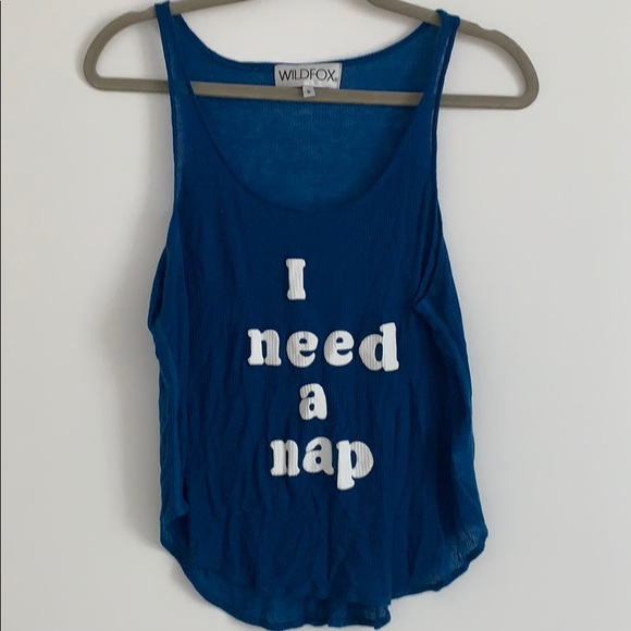 Wildfox Tops - WILDFOX “i need a nap” blue graphic tank Wildfox Tops - WILDFOX “i need a nap” blue graphic tank